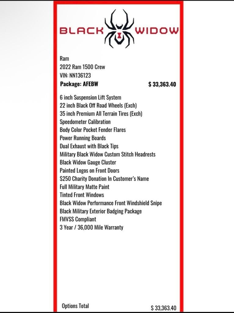 2022 RAM 1500 Laramie BLACK WIDOW EDITION