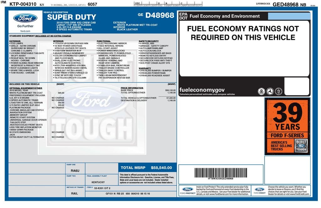 2016 Ford F-350SD Platinum DRW