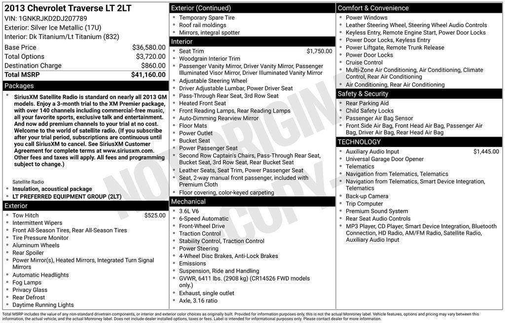 2013 Chevrolet Traverse 2LT 2LT