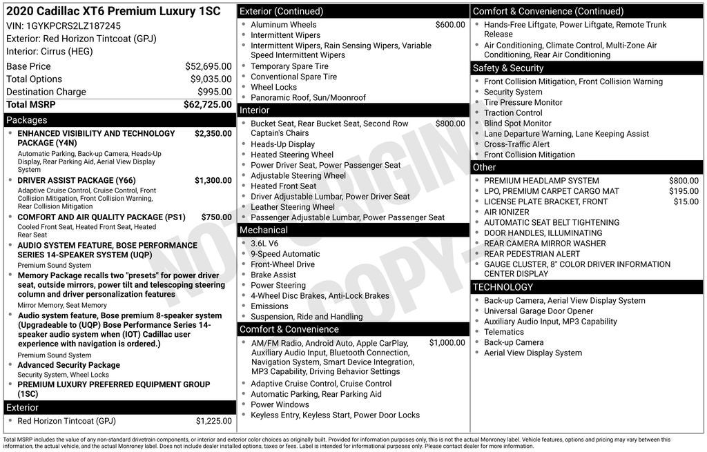 2020 Cadillac XT6 Premium Luxury