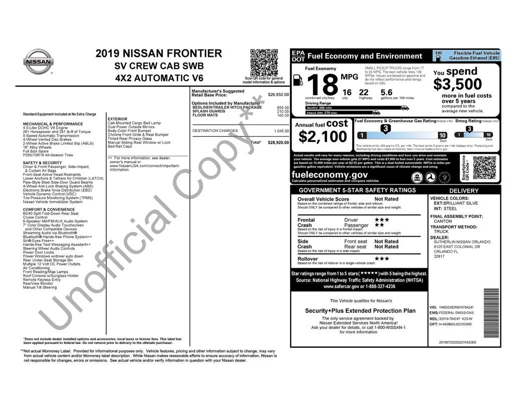 2019 Nissan Frontier SV
