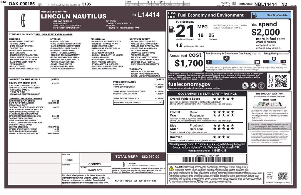 2022 Lincoln Nautilus Reserve