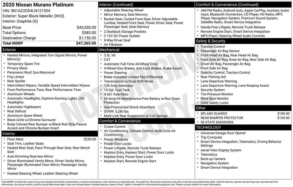 2020 Nissan Murano Platinum