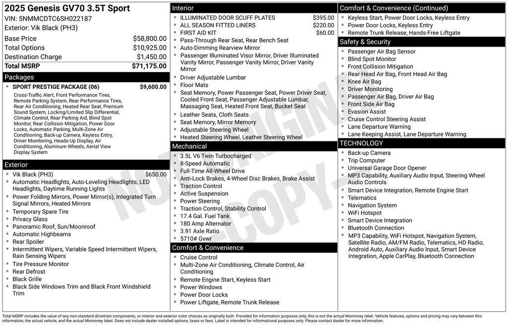 2025 Genesis GV70 3.5T Sport
