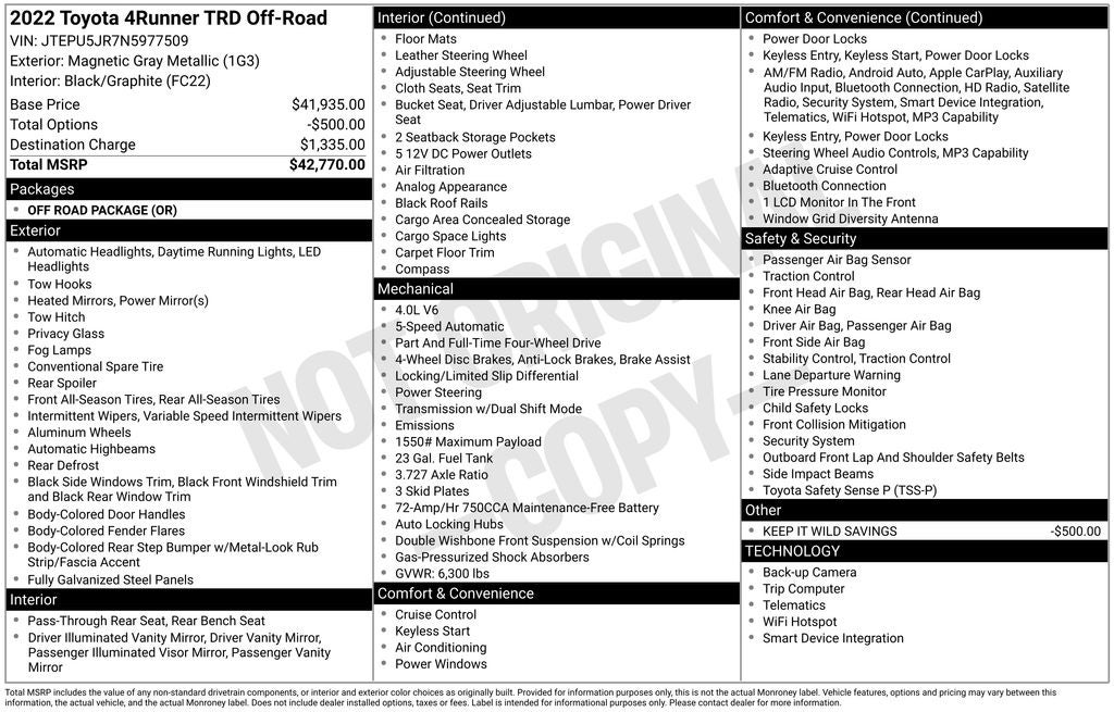 2022 Toyota 4Runner TRD Off-Road