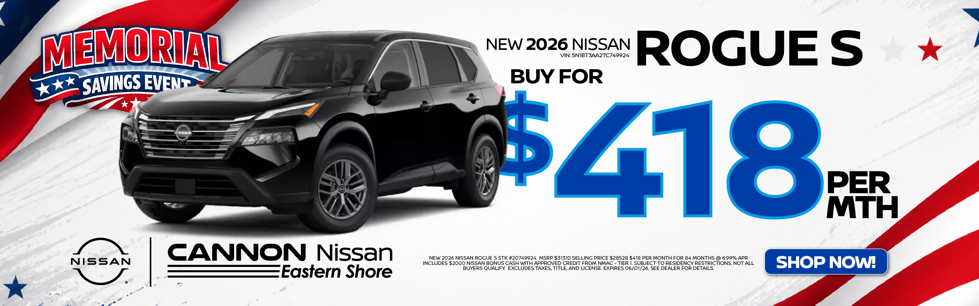 Nissan Rogue $418/Month